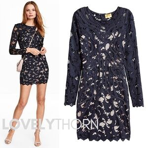 H&M Navy Lace Long Sleeve Dress